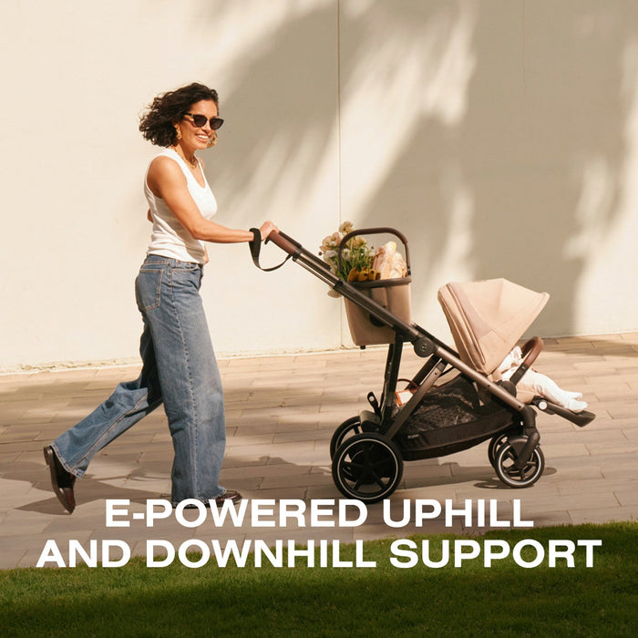 cybex single to double stroller Cybex e-Gazelle S Electronic Assist Single-to-Double Stroller — Nature Baby Outfitter