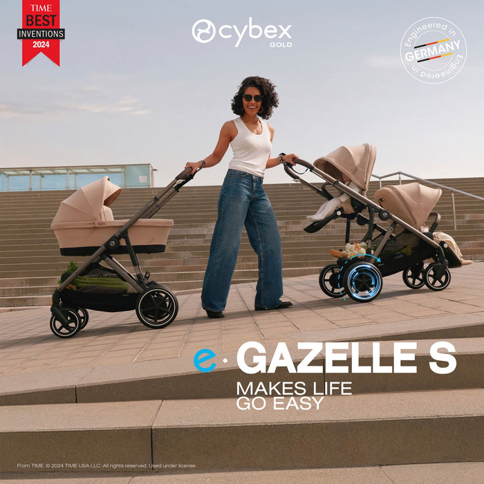 Cybex e-Gazelle S Electronic Assist Stroller, Black Frame/Moon Black
