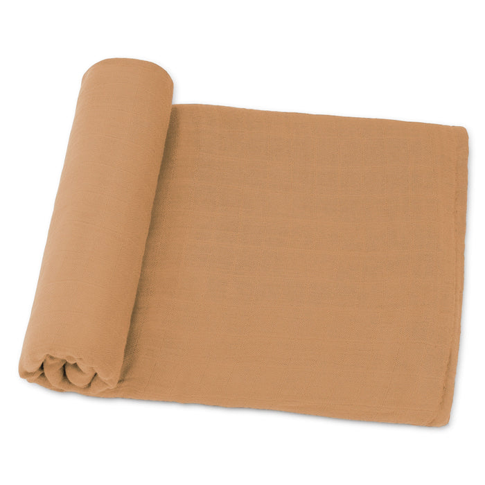 Muslin Swaddle Blanket, 47” x 47” in Caramel, 1 Pack