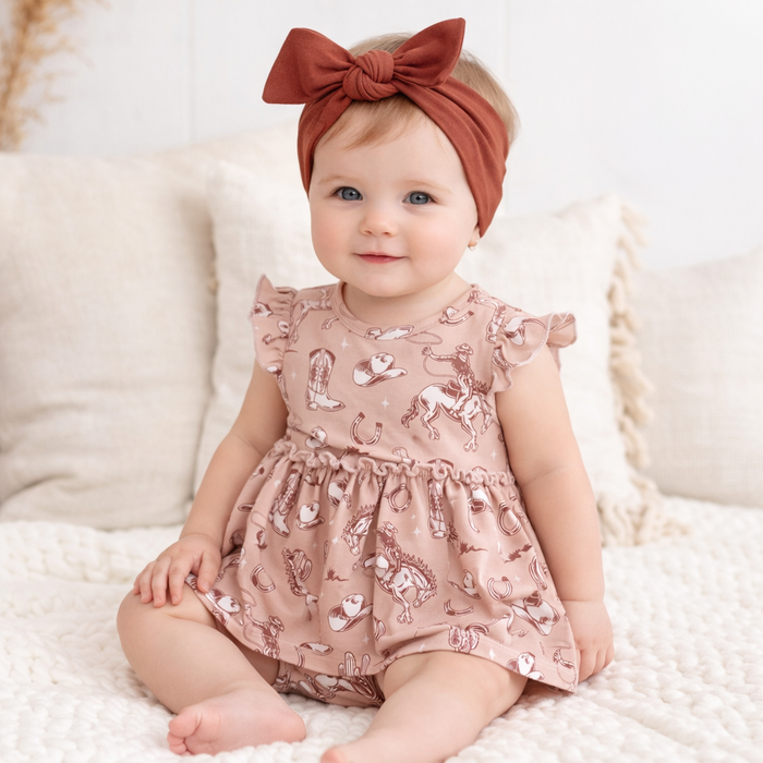 Wild Wrangler/Pink Bamboo Cowgirl Western Skirted Bodysuit