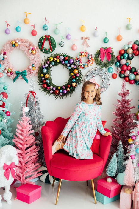 mila and rose christmas dress Girls' Pink Christmas 3/4 Sleeve Ruffle Twirl Dress Size: 6-12m By Mila & Rose