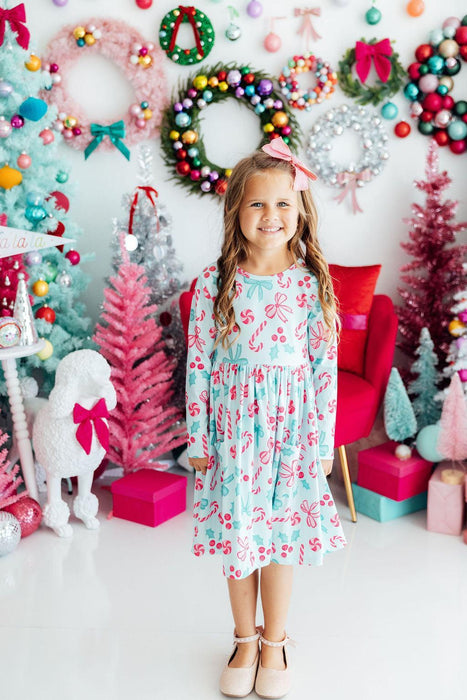 christmas twirl dress Pink Christmas 3/4 Sleeve Ruffle Twirl Dress 3T