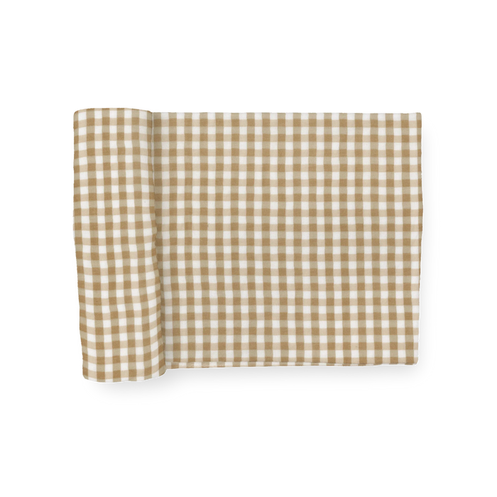 Stretch Knit Swaddle Blanket - Cinnamon Gingham