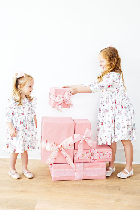 Clara's Christmas 3/4 Sleeve Ruffle Twirl Dress