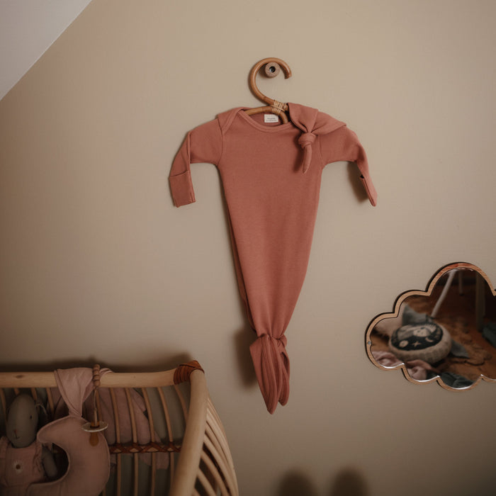 Ribbed Knotted Baby Gown - Nature Baby Outfitter
