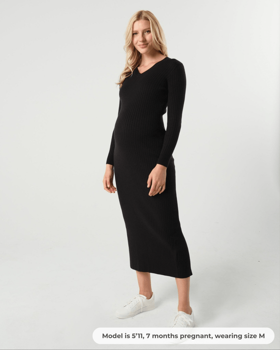 Full Body Ribbed Maternity & Nursing Midi Sweater Dress - Nature Baby Outfitter