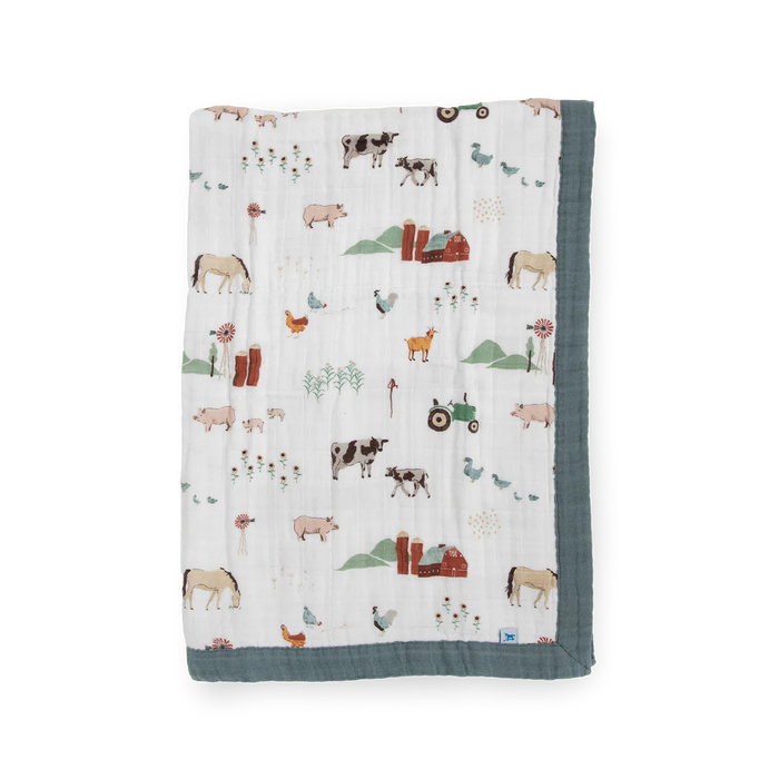 Cotton Muslin Baby Quilt Farmyard