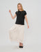 Over-Under Bump Pleated Maternity Maxi Skirt in Cream Satin - Nature Baby Outfitter