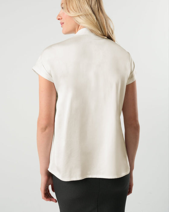 Short Sleeve Satin Maternity Shell Top with Concealed Nursing Zip - Nature Baby Outfitter
