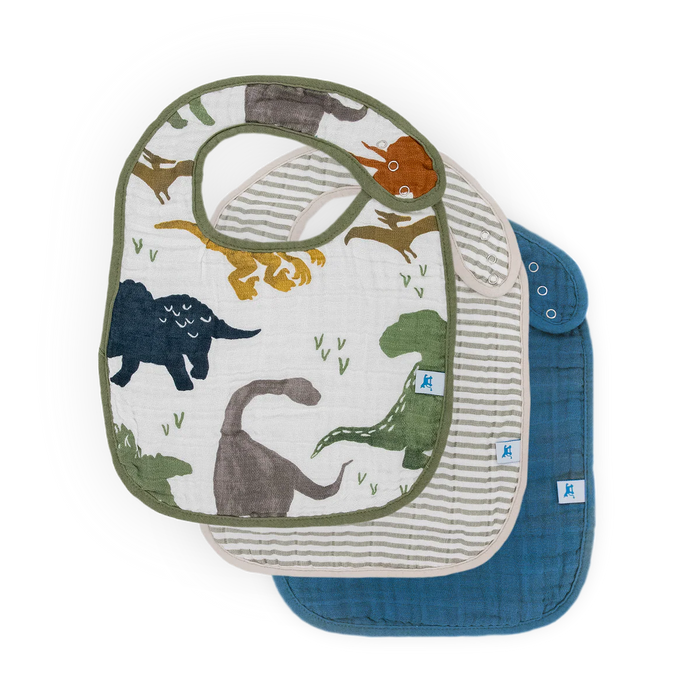Cotton Muslin Classic Bib 3 Pack Dino Friends