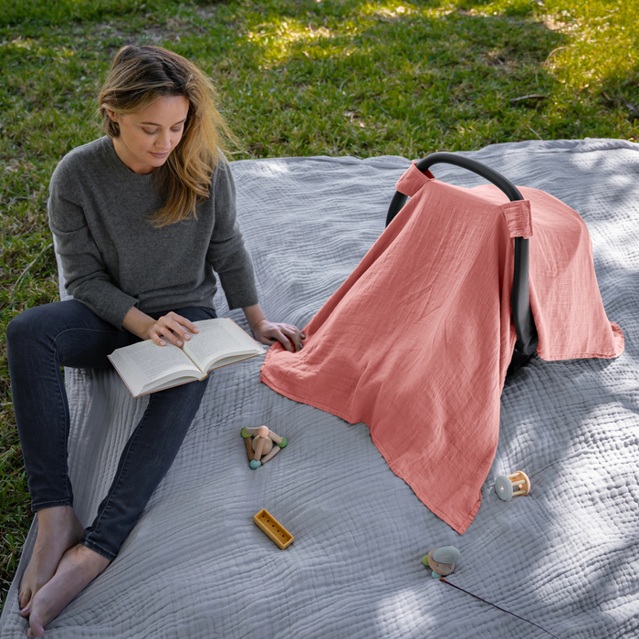 Baby Car Seat Cover in Dusty Rose
