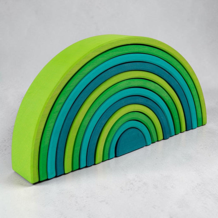 12-Piece Stained Large Basswood Rainbow Stacking Blocks – Meadow Green