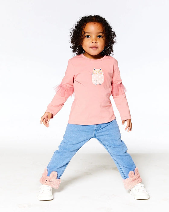 Rosette Pink Long Sleeve Shirt with Frills