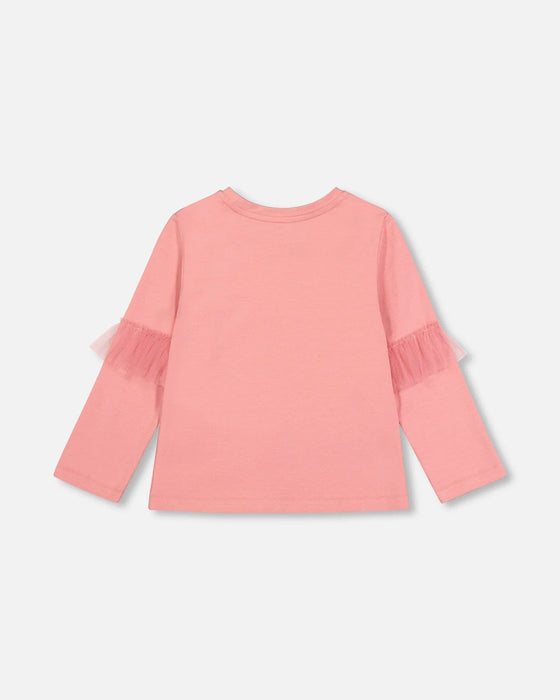 Rosette Pink Long Sleeve Shirt with Frills