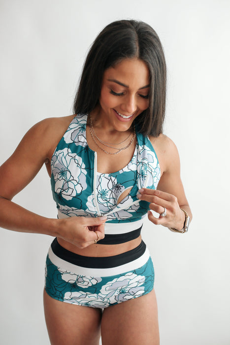 Crop Zip Up Breastfeeding Swimsuit Top - Nature Baby Outfitter