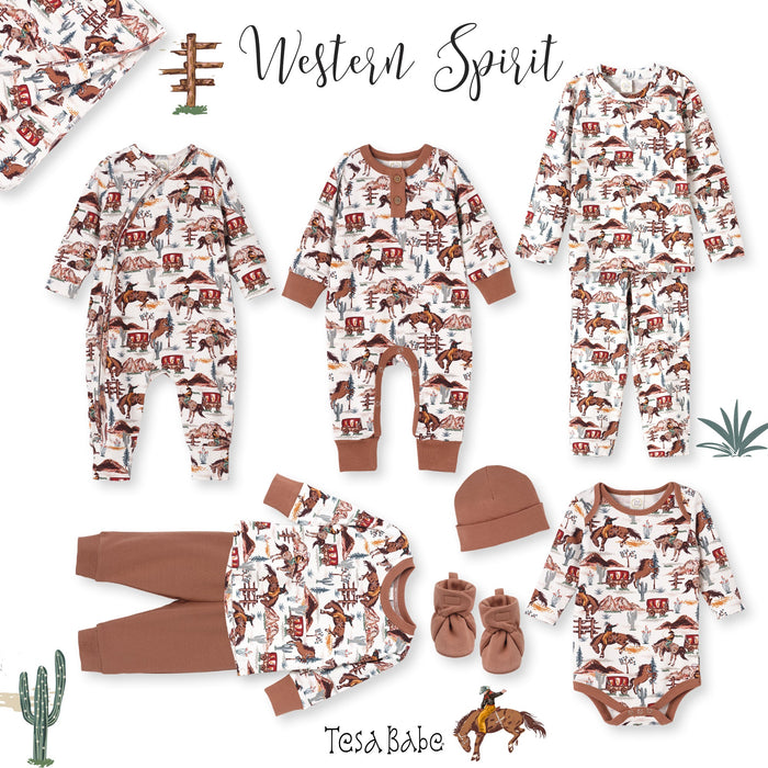 Cowboy Western Spirit Baby Boy Bamboo Zipper Romper - Nature Baby Outfitter