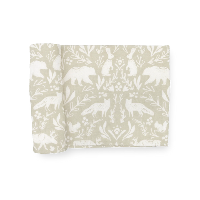 Stretch Knit Swaddle Blanket - Folk Fauna