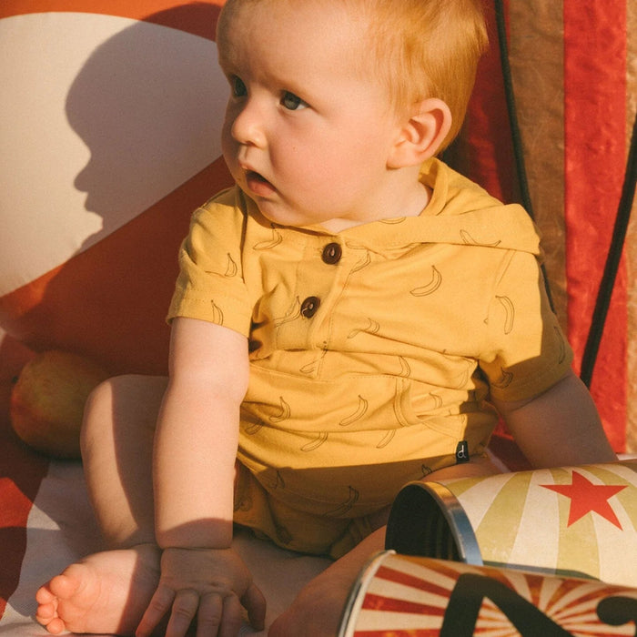Yellow Bananas Hooded Shortie Romper
