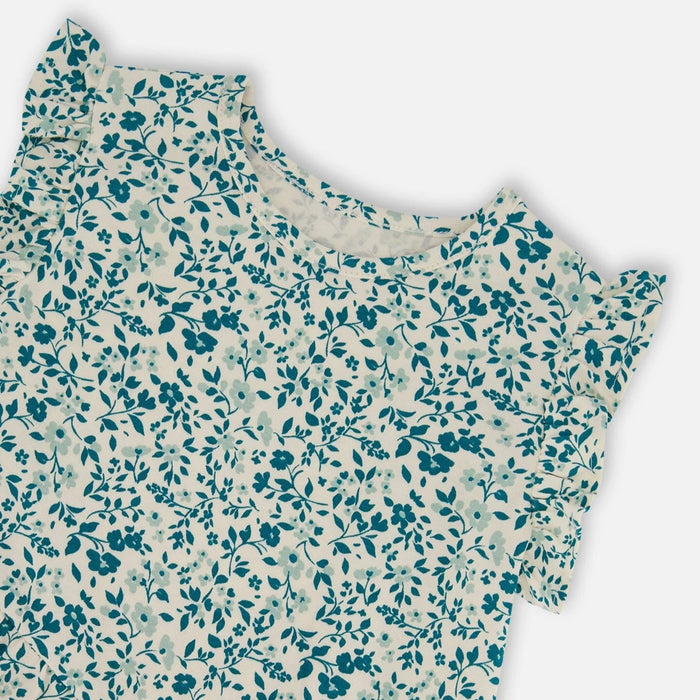 Turquoise Floral Tunic Top
