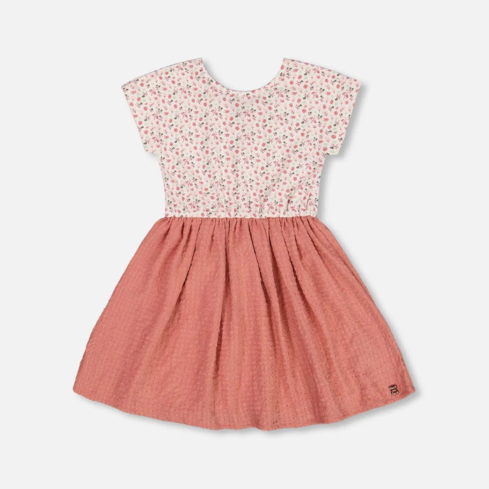 Printed Strawberries Dress with Pink Skirt