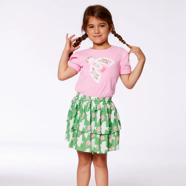 Pink Organic Cotton Puffed Sleeve Tee