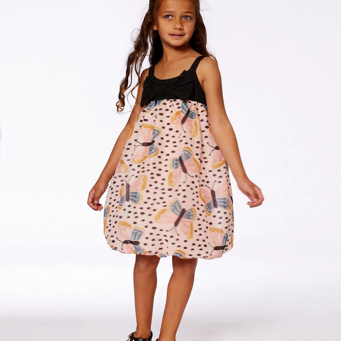 Butterflies Black & Pink Bubble Dress