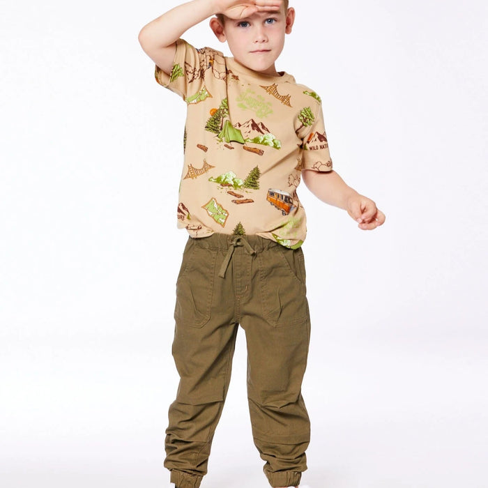 Olive Green Twill Joggers