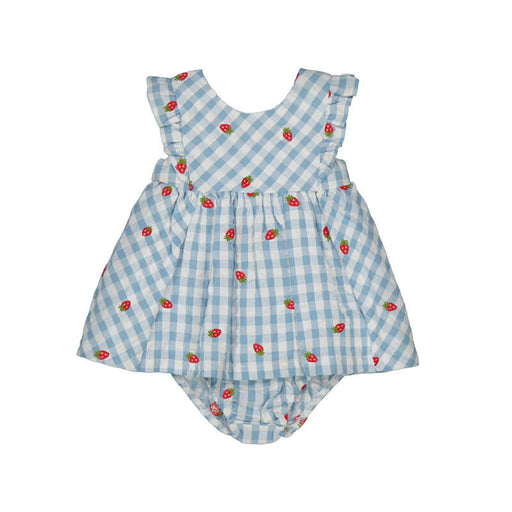 Strawberries Blue Check Dress - Nature Baby Outfitter