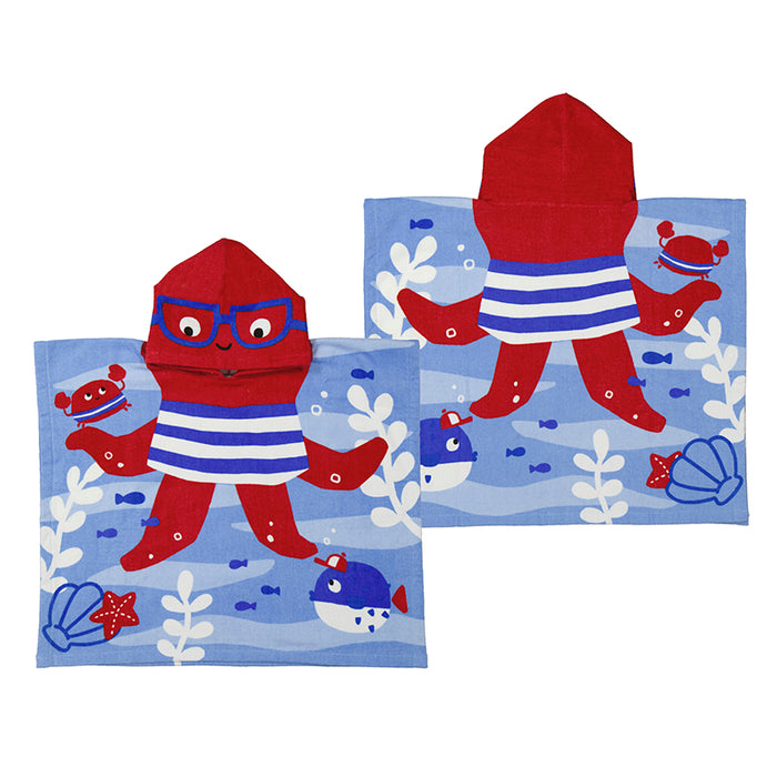 Red Octopus Hooded Wraparound Towel