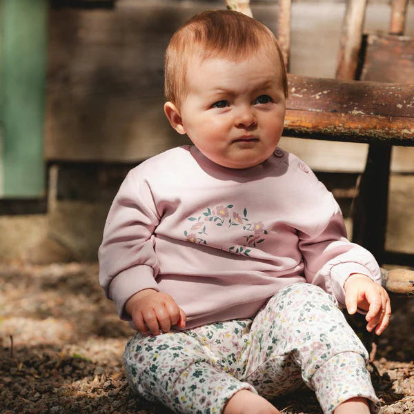 Lilac Floral Organic Cotton Long Sleeve Top & Print Pants Set