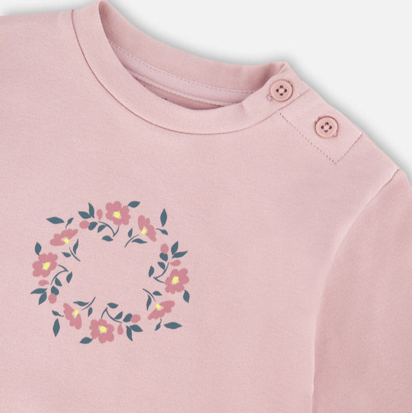 Lilac Floral Organic Cotton Long Sleeve Top & Print Pants Set