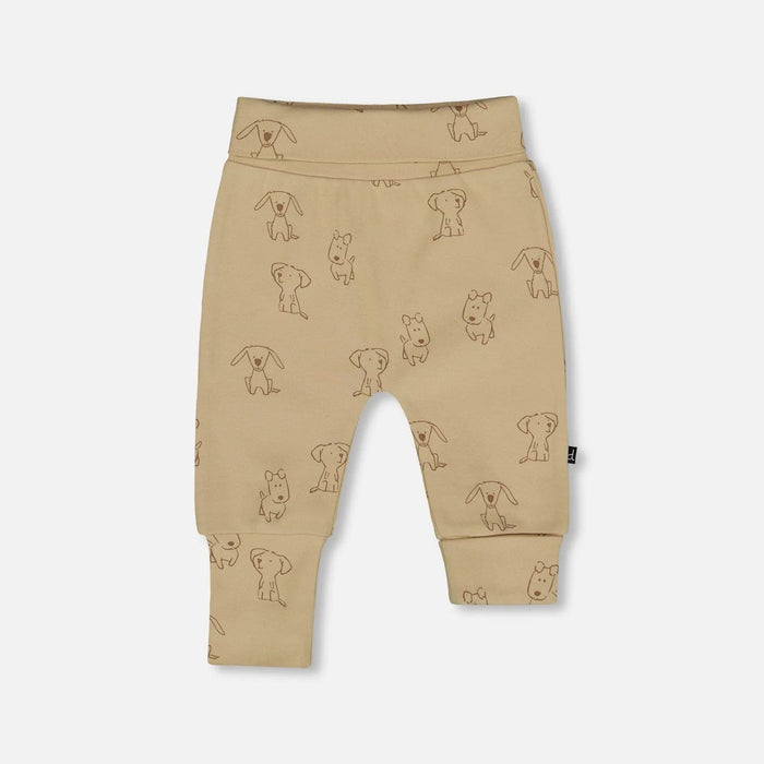 Dog Print Beige Organic Cotton Pants
