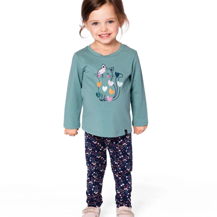 Sage Cat Long Sleeve Organic Cotton Top