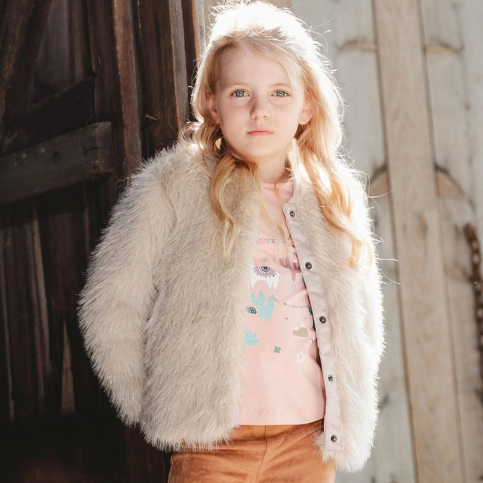 Beige Short Faux Fur Coat