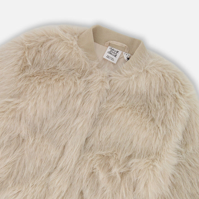 Beige Short Faux Fur Coat