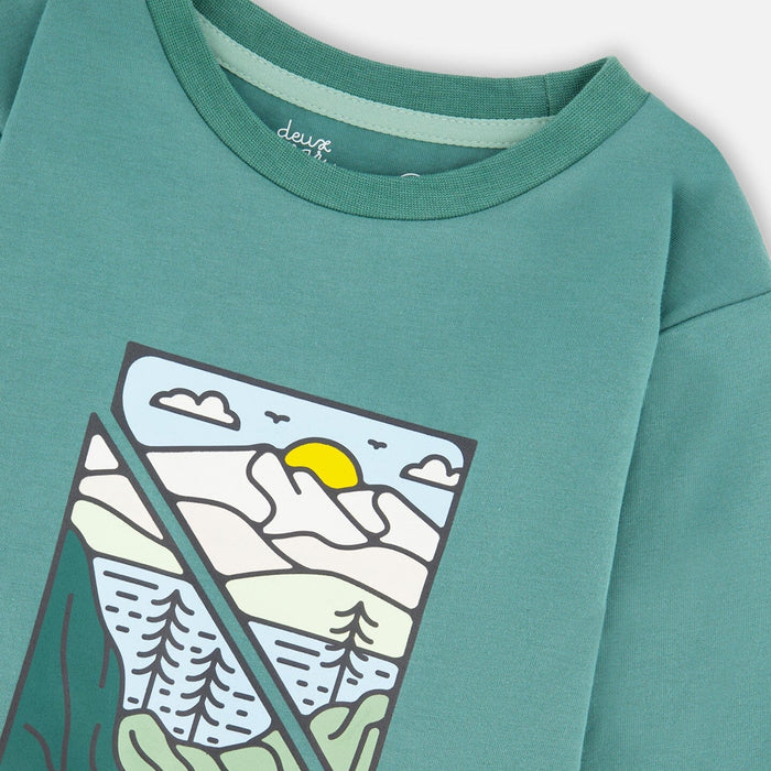 Forest Sage Long Sleeve Cotton Jersey Top