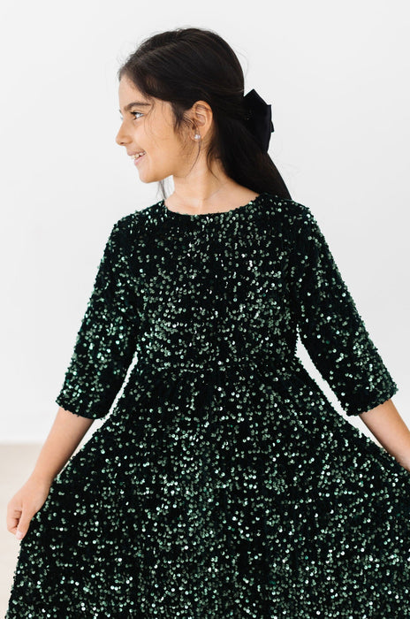Hunter Green Velvet Sequin Dress