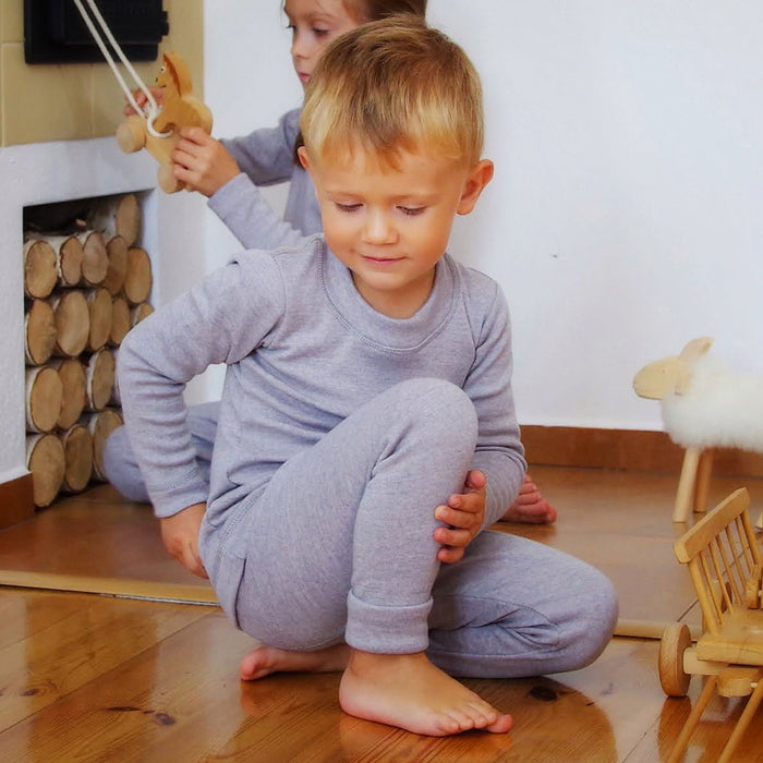 Merino Thermal Base-layer Set  - silver gray - Nature Baby Outfitter