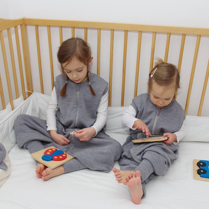 2-LAYER MERINO WOOL SLEEP SACK WITH OPEN LEGS - silver gray - Nature Baby Outfitter