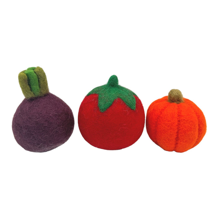 **Pre-order (Ships in 2-3 Weeks)**Handmade in Nepal 100% Wool Felt Foods Play Set for Pretend Cooking and Farmer's Market Play