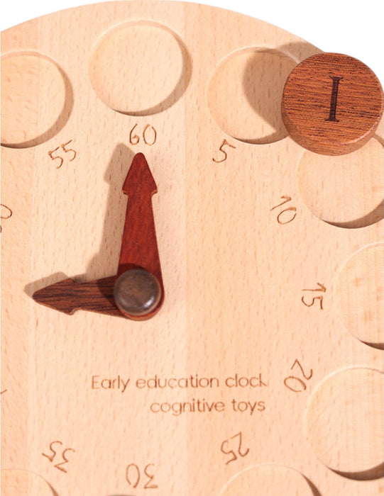 Wooden Cognitive Learning Clock – Dual-Sided Time Recognition Toy with Roman and Arabic Numerals