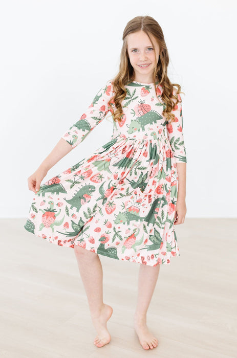 Hear Me Roar 3/4 Sleeve Pocket Twirl Dress