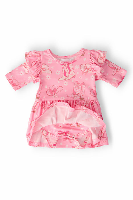 Howdy 3/4 Sleeve Flutter Twirl Bodysuit