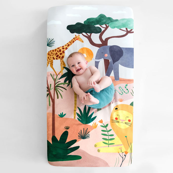 In The Savanna Mini Crib Sheet - Nature Baby Outfitter