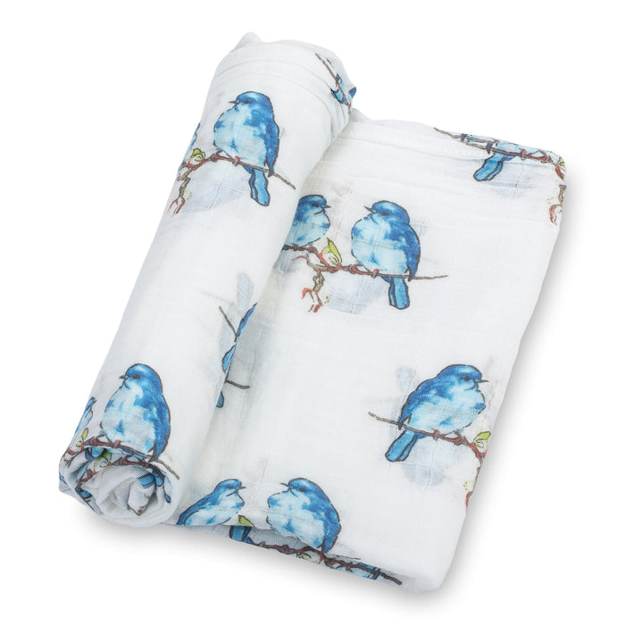 Bluebirds of Happiness Swaddle Blanket