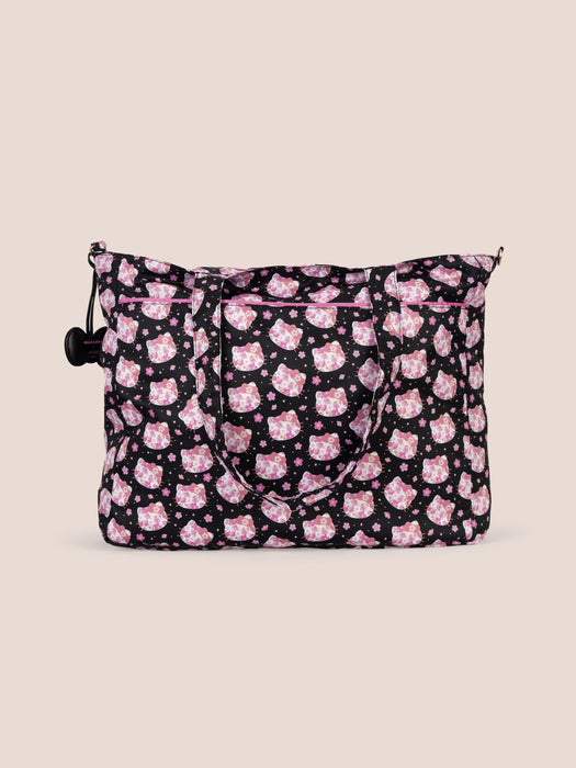 Hello Kitty® × JuJuBe Cherry Blossoms Super Be Large Diaper Bag Duffel — Black and Pink