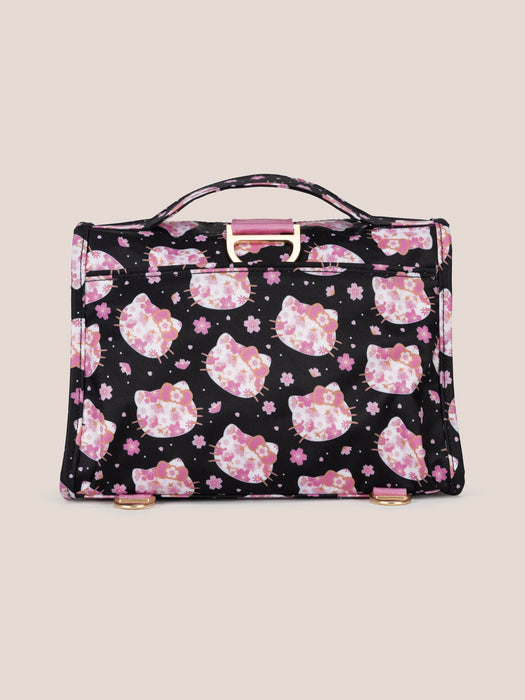 Hello Kitty® × JuJuBe Cherry Blossoms Bestie Small Messenger Handbag, Backpack — Black and Pink