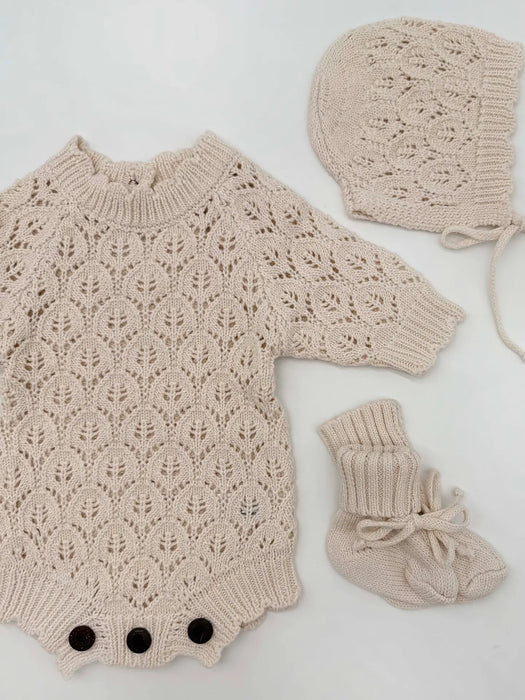 Olive & Cradle Light Cream Lacy Romper