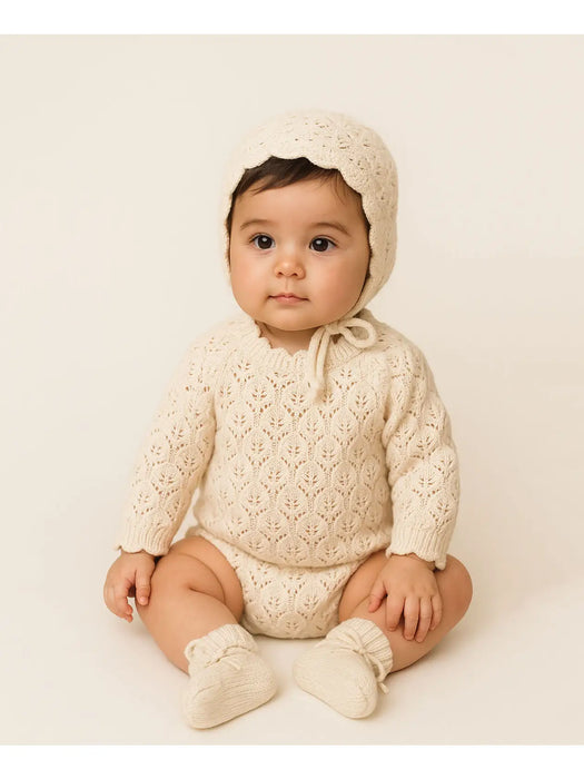 Olive & Cradle Light Cream Lacy Romper