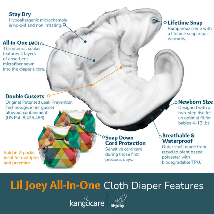 Lil Joey All In One Cloth Diaper (2 pk) - Clyde